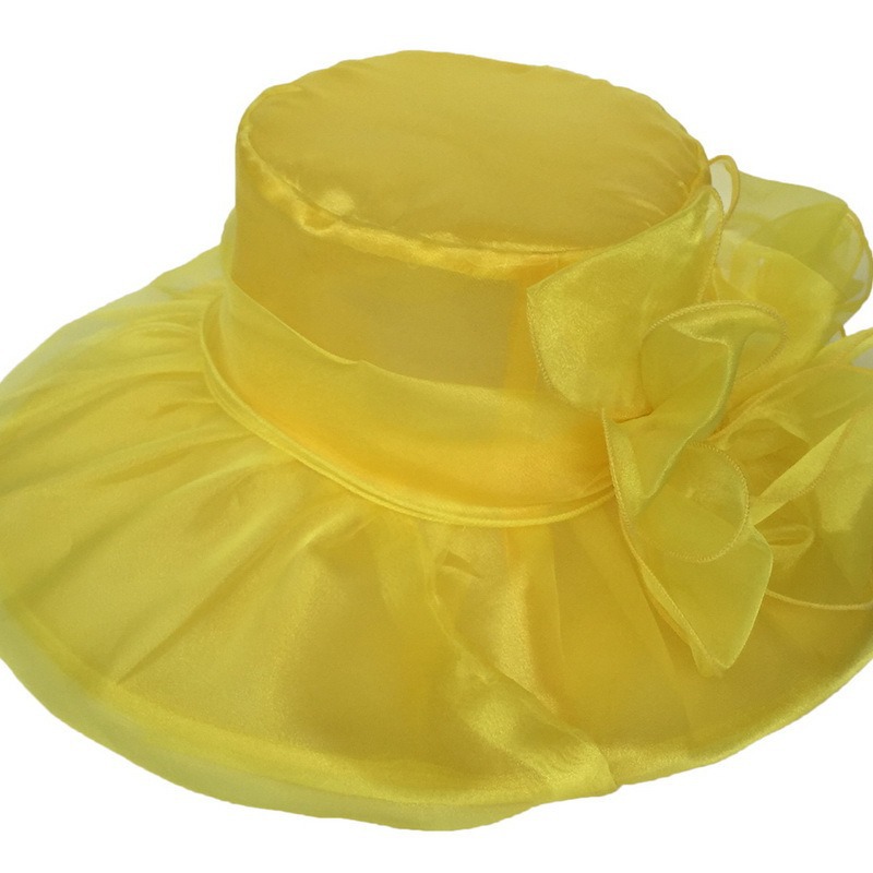 Mesh Hat, European and American Summer New Organza Large Brim Sunshade Hat, Foldable and UV Resistant Beach Top Hat for Women_voghion.com