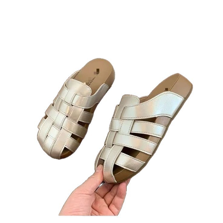 Zapatillas de mitad de mujer zapatillas de tela de fondo grueso 2026 verano nuevo retro zapatillas de tobillo vacías respirables