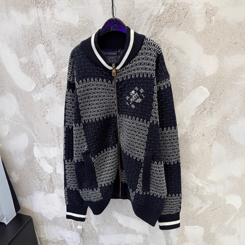 Ceiling Donkey Home 25Fw Autumn/Winter New Checkered Knit Baseball Cardigan Unisex Loose Sweater Casual Jacket