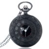 Retro pocket watch, quartz black necklace