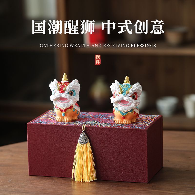Chinese Style Foshan Lion Dance Creative Ornaments High-End Niche Desktop Tea Table Decoration Crafts Birthday Gifts