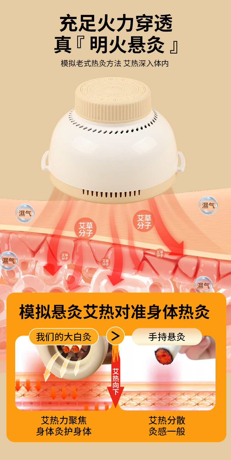 Da Bai Portable Moxibustion Device Home Moxa Jar with Hanging Moxa Tube Full Body Smokeless Moxa Box with 108 Moxa Cones overview