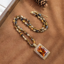 苏丹石变色几何项链配饰女气质轻奢高级感小众设计时尚复古长款