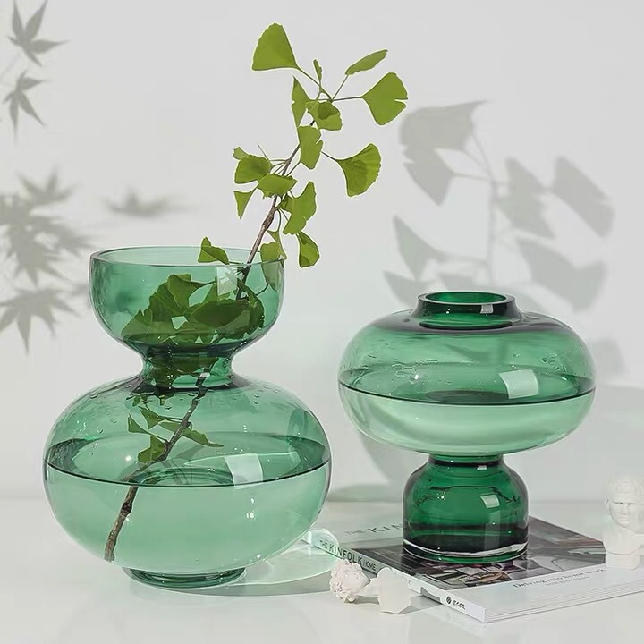 Nordic ins Simple Round Gourd Glass Vase Transparent Flower Arrange Hydroponic Green Large Creative Ornaments