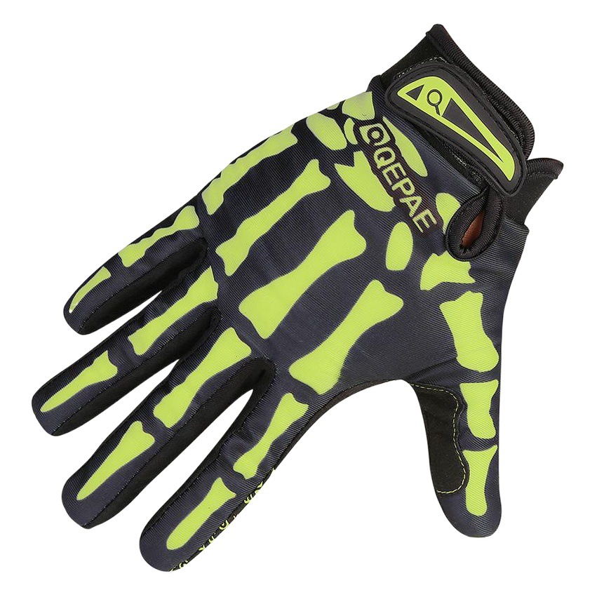 Skeleton Full-Finger Gloves Qepae Cycling Warm-Weather Cycling Sports Outdoor Cross-Border Long-Finger Fleece Gloves