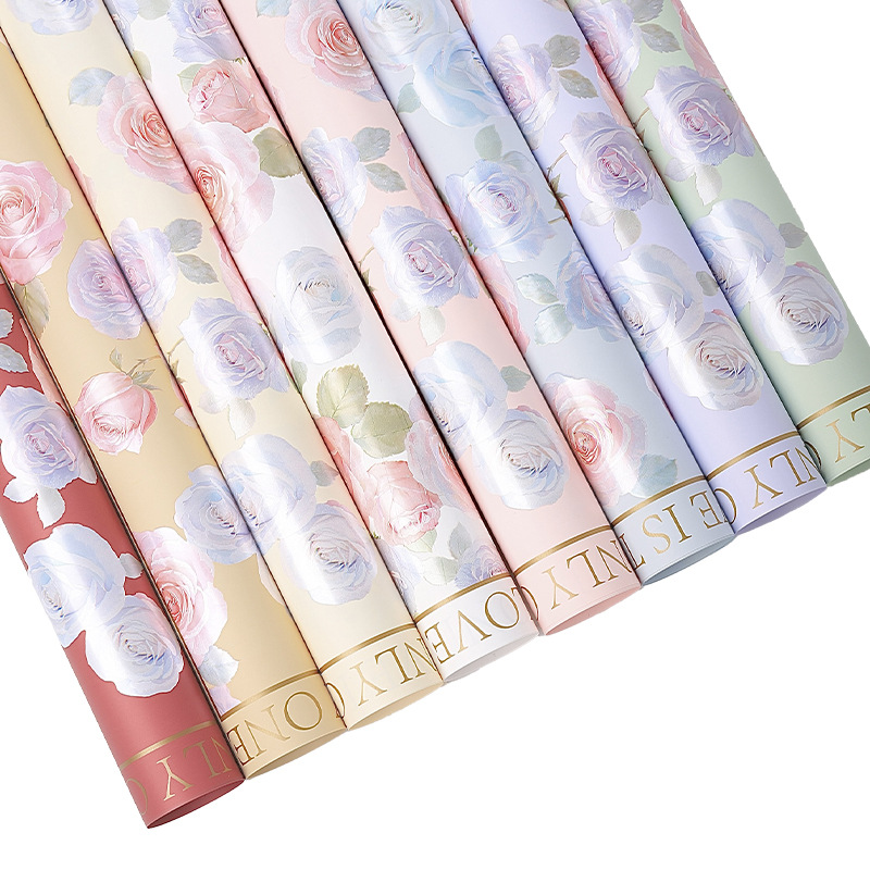 Nuevo embalaje de regalos del día de la diosa papel perla neón rosa flor embalaje de flores papel impermeable ramo embalaje al por mayor image 6