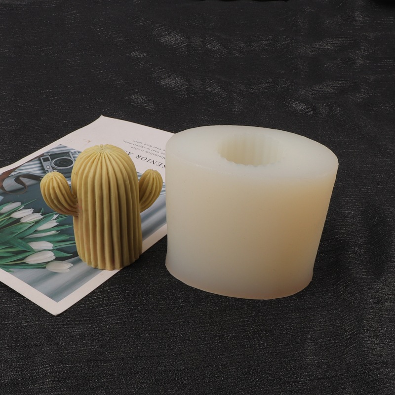 Simulación 3D molde de silicona cactus aromaterapia molde de yeso para hornear cactus columna DIY molde de la torta de la vela