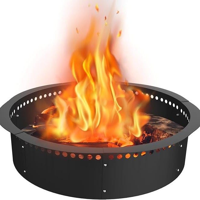 Steel High-Temperature Resistant Fire Ring Basin, Available in Multiple Sizes, Detachable, Outdoor Heating, Smokeless, Portable Fire Basin Ring, Portable Type