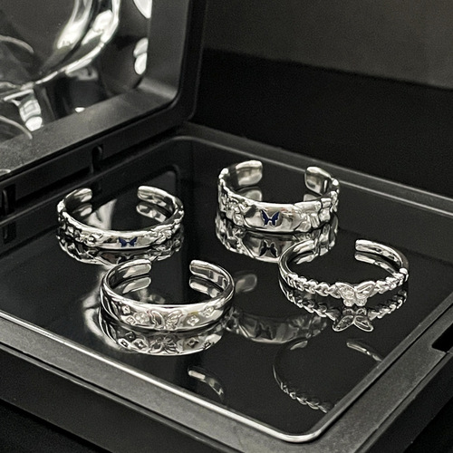Butterfly Couple Open Ring New Light Luxury High-End Minimalist Simple Uncommon Personality Cool Style Ring