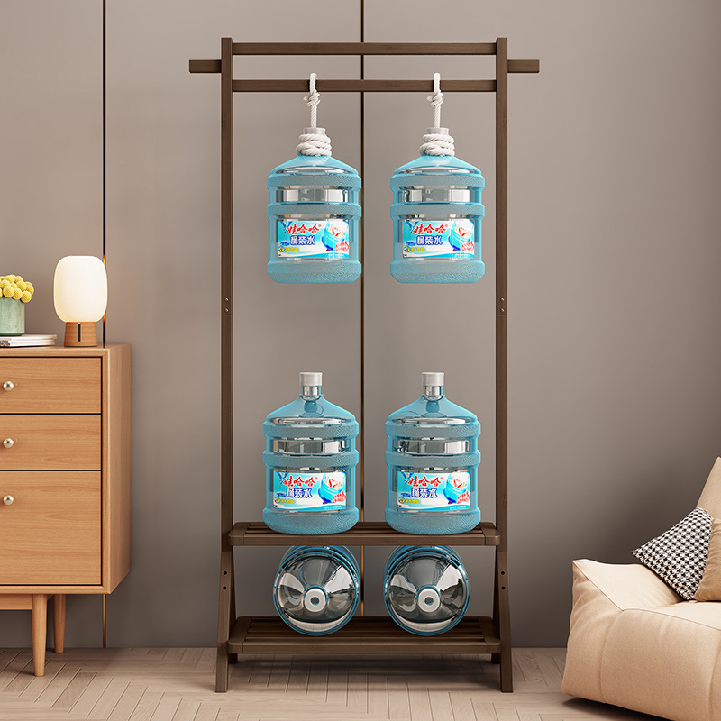 Perchero dormitorio percha piso engrosada ropa vertical del hogar Polo simple luz de madera maciza de lujo rack de almacenamiento