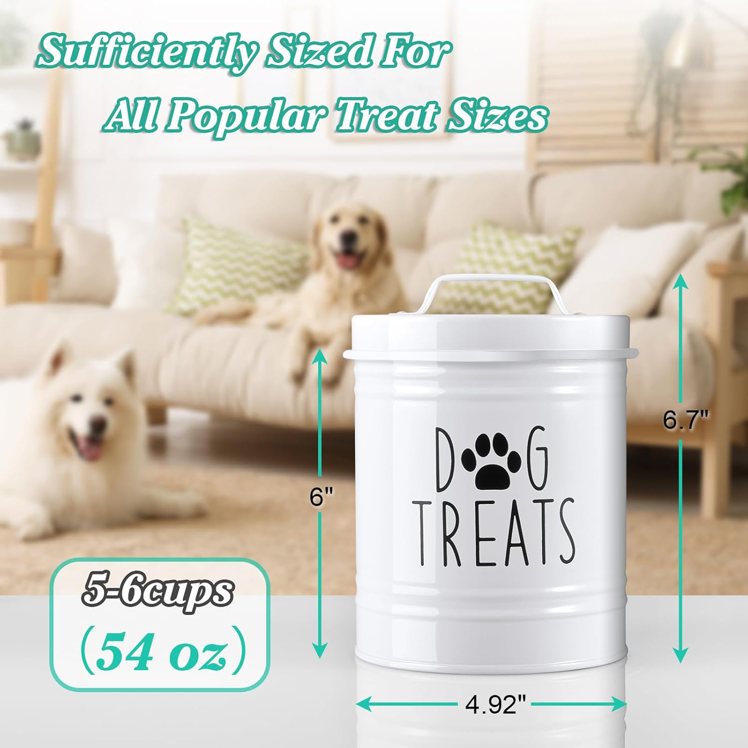 Nueva lata redonda a prueba de humedad de estilo americano, cubo de almacenamiento de comida para perros y gatos de hojalata, cubo de almacenamiento de bocadillos para mascotas, portátil con tapa