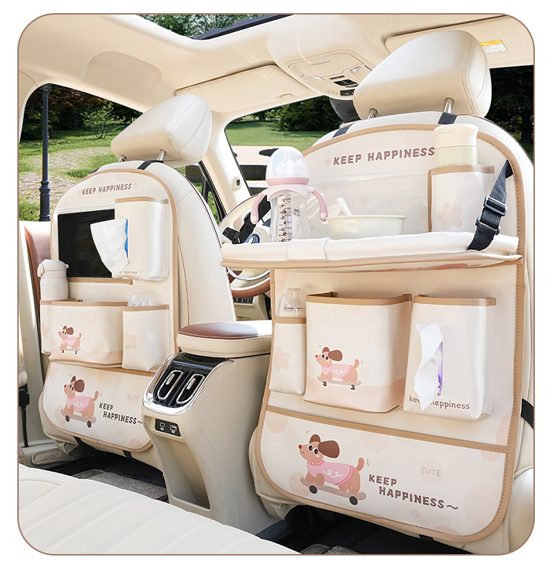 Creative Car-Mounted Folding Small Table Storage Hanging Bag Car Seat Back Storage Bag Car Trash Can Tissue Box