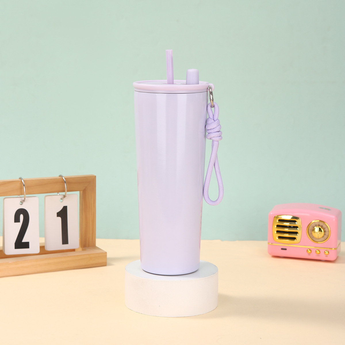 Taza de aislamiento de alto valor Taza de hielo de acero inoxidable 304 nuevo estilo Taza de agua portátil con pajita de 710ml image 16