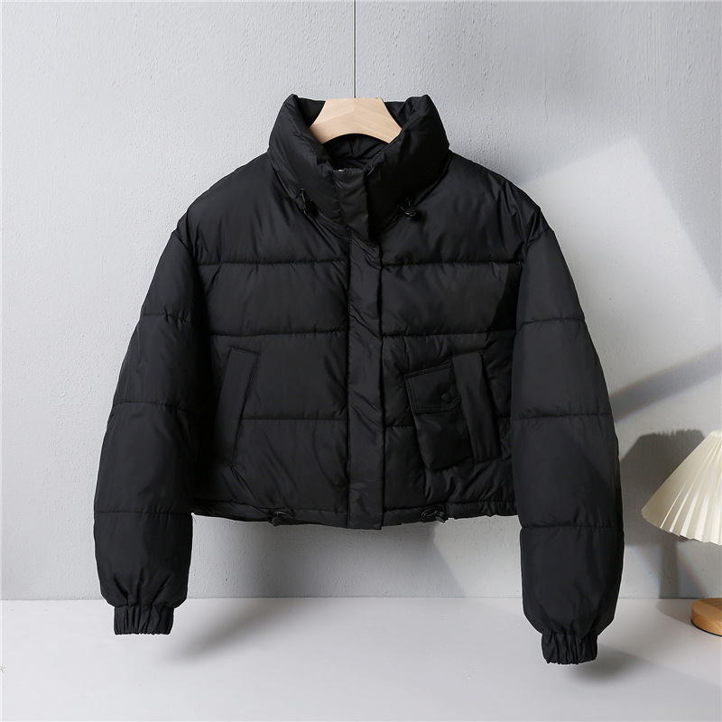 América corta pluma de algodón mujer invierno 2024 nueva moda coreana engrosada chaqueta de algodón chaqueta de pan pequeño