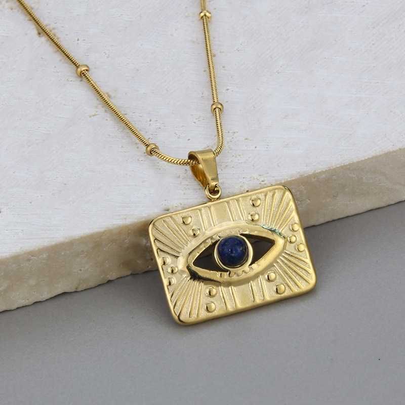 Simple Style Eye Titanium Steel Earrings Necklace Hollow Out Stainless Steel Necklaces