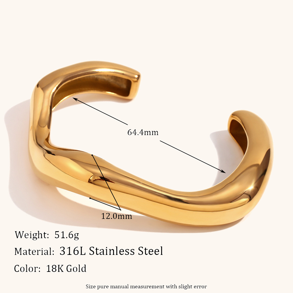 Stainless Steel 18K Gold Plated Casual Irregular Bangle display picture 2