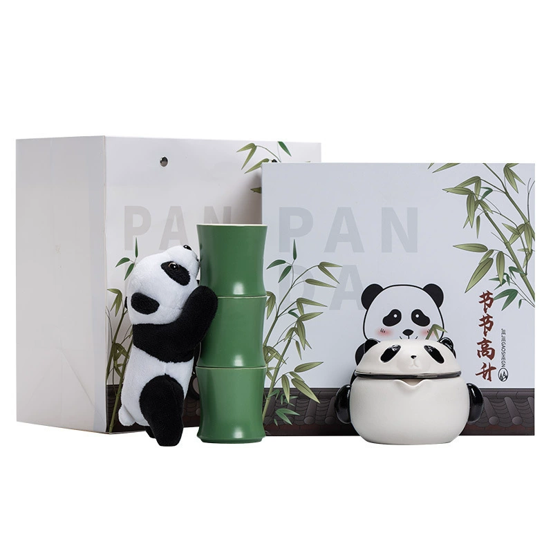 Tea set, handheld tea cup for traveling, panda, Birthday gift
