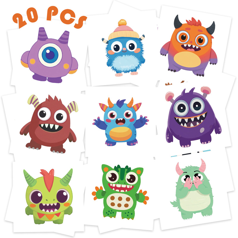 Cross-border Original Cartoon Monster Tattoo Sticker Waterproof Party Gift Funny Fun Temporary Face Sticker