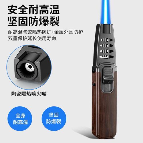 Windproof straight-through large spray gun welding gun personalized kitchen baking blue flame inflatable metal cigar lighter wholesale product