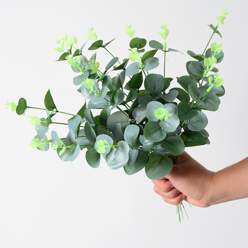 Simulation single eucalyptus money leaf small short eucalyptus leaf wedding furniture decoration simulation green plant leaf wholesale