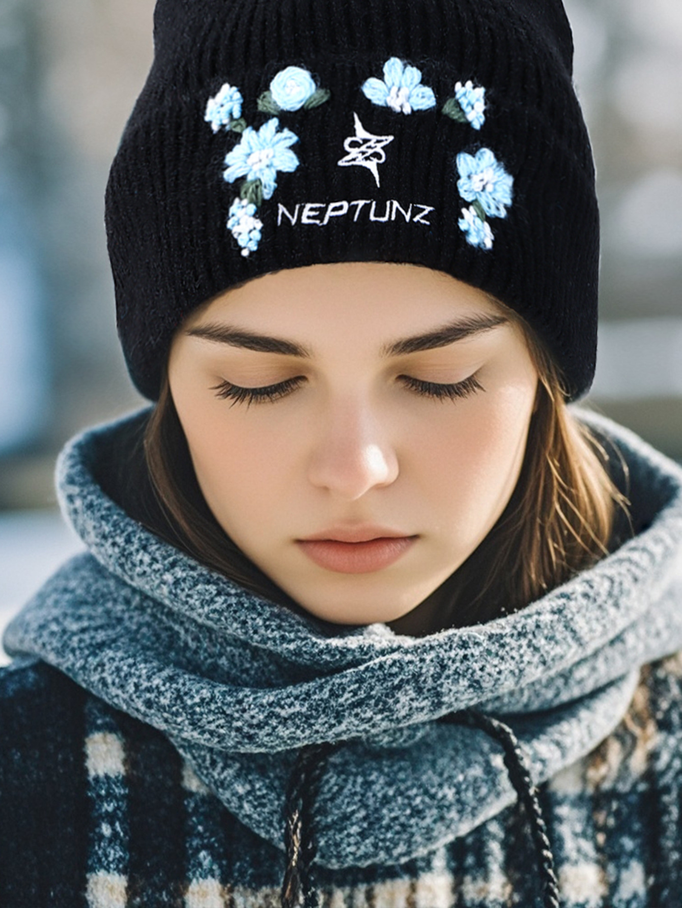 Cappello invernale caldo all'uncinetto, versatile, lavorato a maglia e ricamato a mano, di alta qualità, per autunno/inverno_voghion.com