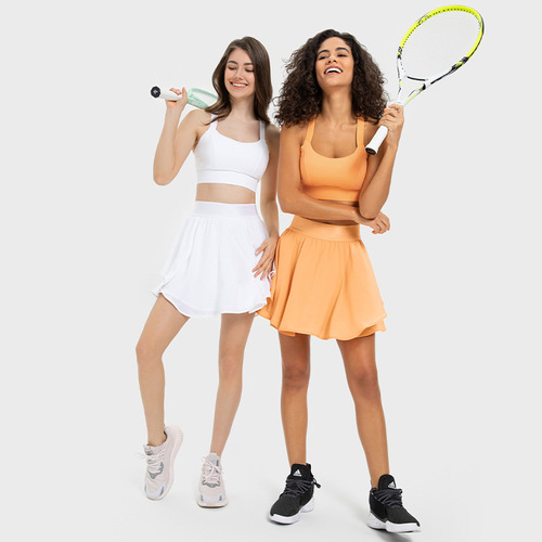 Shishi fake two-piece sports pants and skirts, slim-fitting elastic pocket sports shorts for women, loose and elegant sports skirts