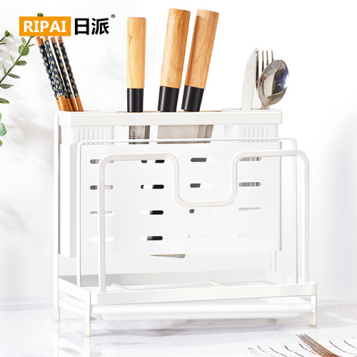 Japanese kitchen cutting board storage rack multi-functional knife holder chopstick cage integrated storage knife chopping board pot lid drain rack