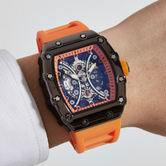 酒桶跨境外貿男士手錶男夜光日曆防水石英表酒桶形新款