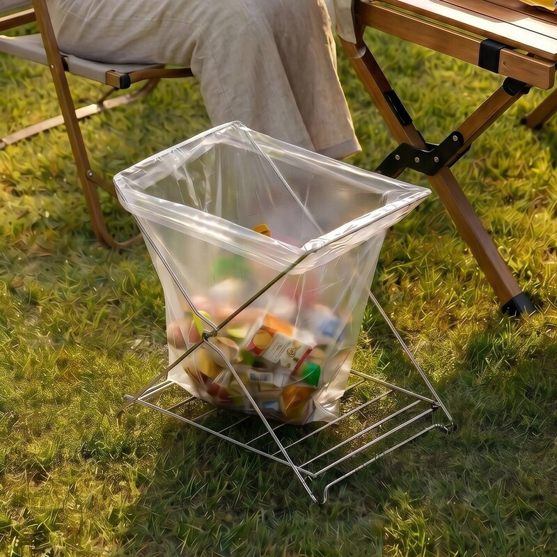 Outdoor Folding Trash Can 304 Stainless Steel Household Kitchen Large Portable Camping Garbage Bag Metal Support Frame Outdoor Folding Trash Can 304 Stainless Steel Household Kitchen Large Portable Camping Garbage Bag Metal Support Frame