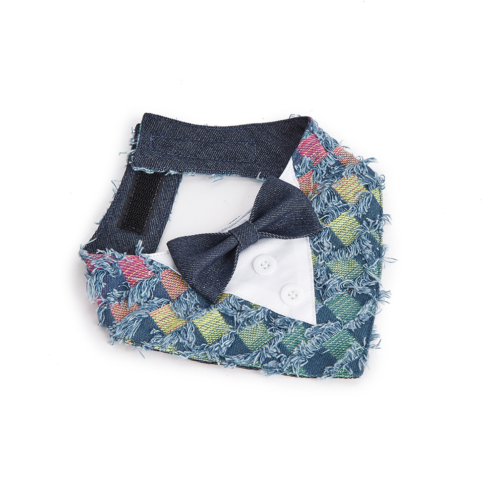 TANPOPO transfronterizo nuevo vaquero casual bordilla mascota fiesta decoración trajes toallas de saliva para mascotas toallas triangulares