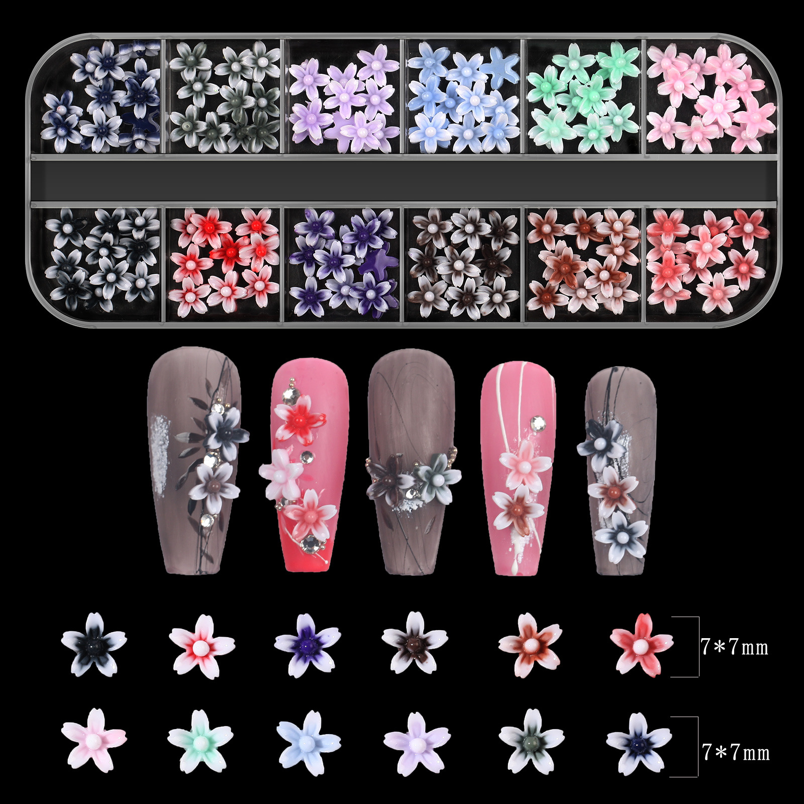 50g Weight Nail Decoration Accessories Nail Supplies Resin Material Flower, Butterfly Pattern Flower Butterfly Resin Nail Decoration Accessories 15