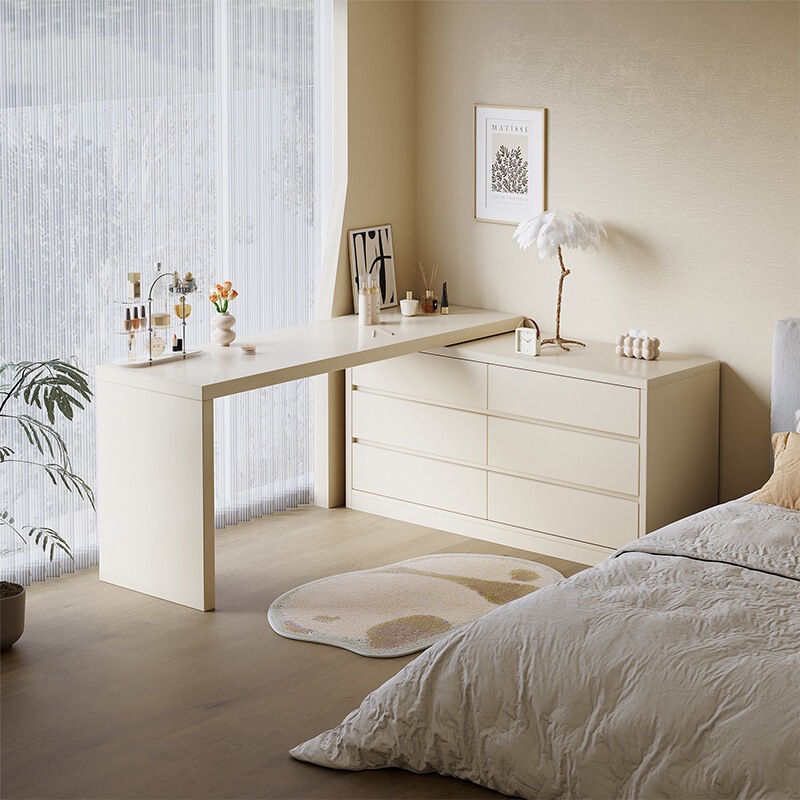 Corner desk for bedroom, semi-enclosed dressing table, integrated bedside table, light luxury and high-end feel, L-shaped office desk, computer table Corner desk for bedroom, semi-enclosed dressing table, integrated bedside table, light luxury and high-end feel, L-shaped office desk, computer table