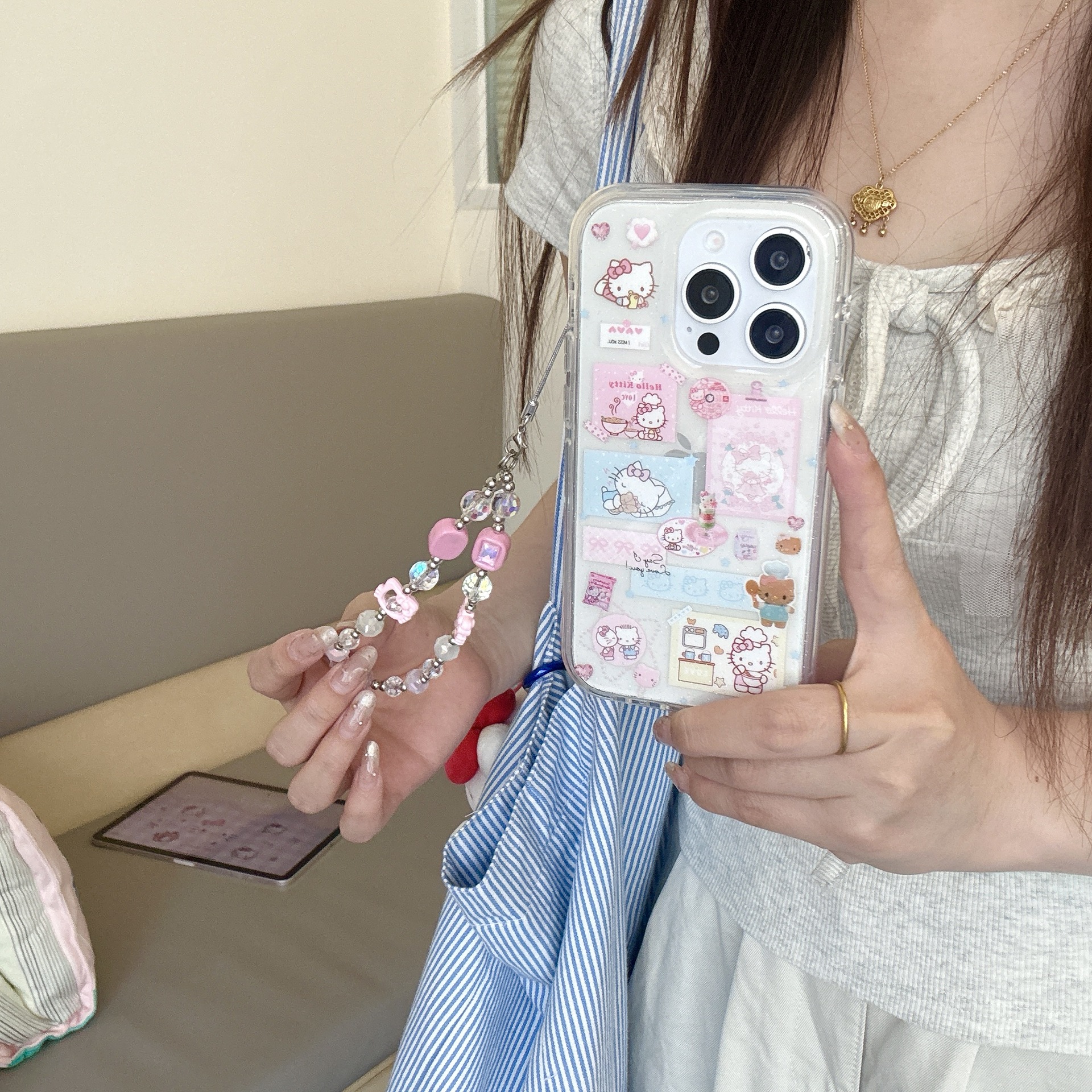 Dibujos animados lindo gato KT adecuado para Apple 16ProMax funda para teléfono móvil 15Pro nuevo 14/13 celebridad de Internet 15PM chica