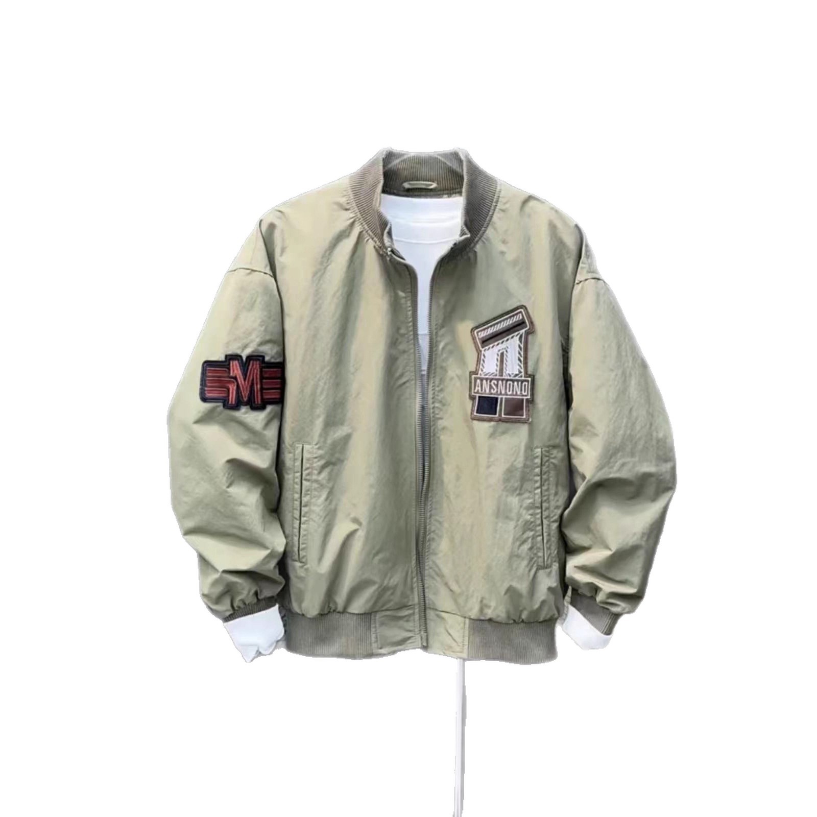 Besticktes Baseballtrikot, trendige Arbeitskleidung für Herren, vielseitige Fliegerjacke_voghion.com