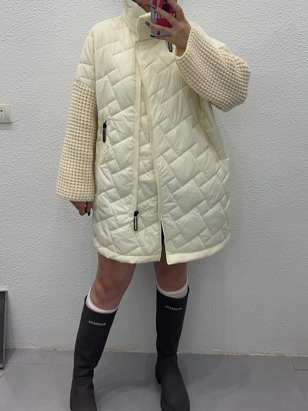 24 invierno Puyuan Europa de pie cuello largo medio ropa de algodón para mujeres 2024 otoño invierno de punto