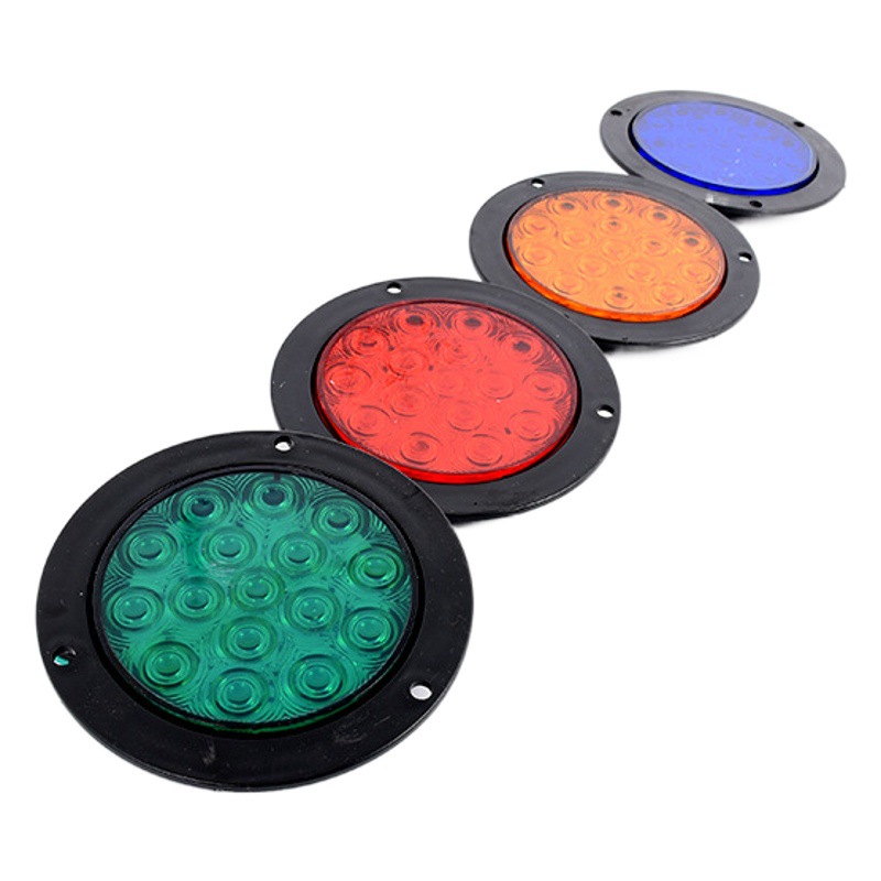 Cross-border supply 24vled trailer truck tail light truck 4 inch medium set single light round light two-color rubber light
