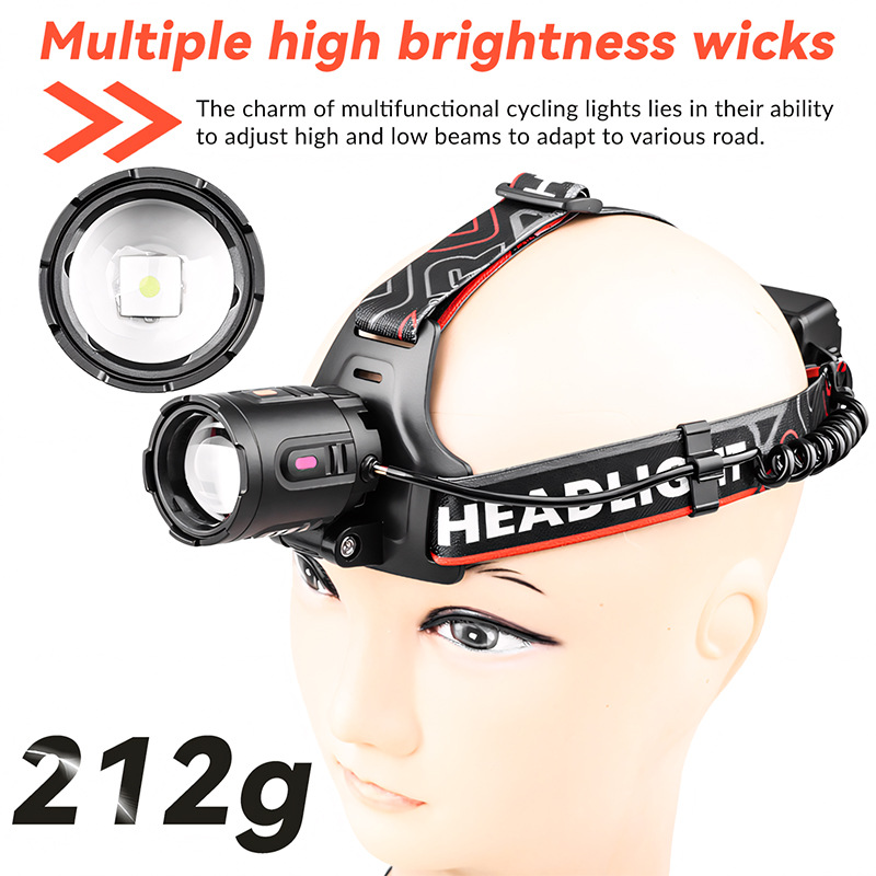 Customized Cross-border White Laser High-brightness Headlamp LED Zoom USB Rechargeable Long-life Outdoor Night Fishing_desvips.com