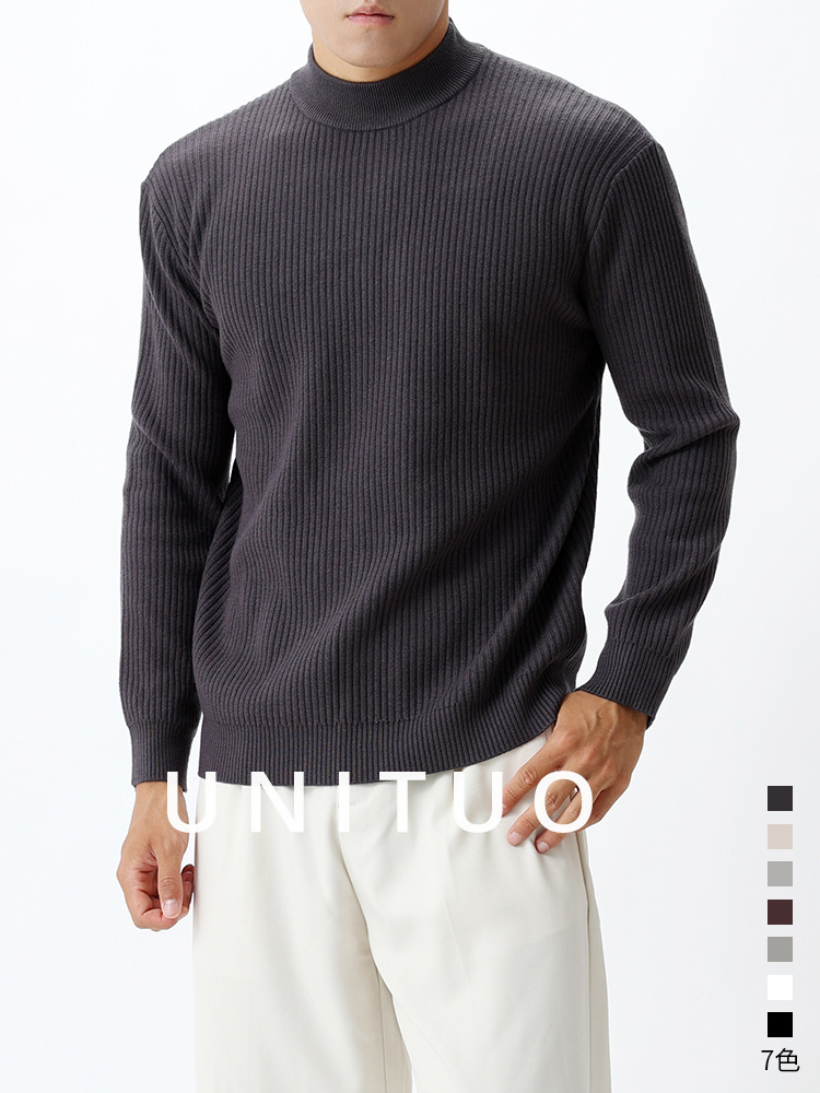 Suéter de lujo ligero de medio cuello alto de gama alta para hombres otoño y invierno de alta calidad con camiseta de punto para hombres de moda para hombres