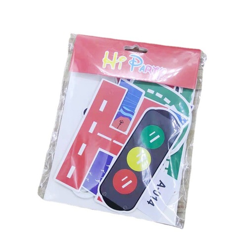 Traffic light paper pull flag cake stick car plane transportation decoration for children's party birthday party supplies