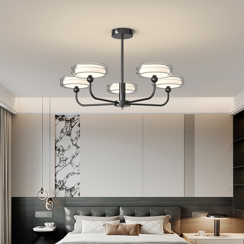 Lámpara de sala de estar, lámpara de araña de rama, lámpara principal de sala, lámpara de protección ocular LED de espectro completo de estilo crema simple moderna