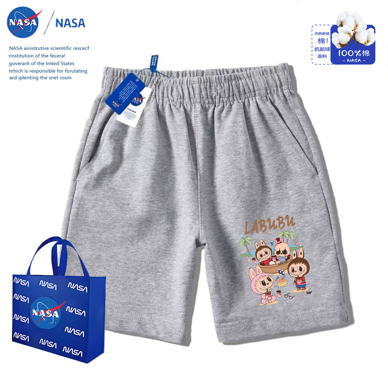 NASA爆火2025电动车拉布布外穿直筒短裤中大童五分裤子休闲短裤|undefined