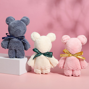 New Coral Fleece Bear Style Towel Gift Gift Accompanying Gift Soft Absorbent Not Hair Removal Factory Direct Sale