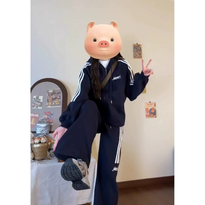 大码秋冬薄款卫衣女运动服套装宽松显瘦时尚休闲两件套胖mm300斤|undefined