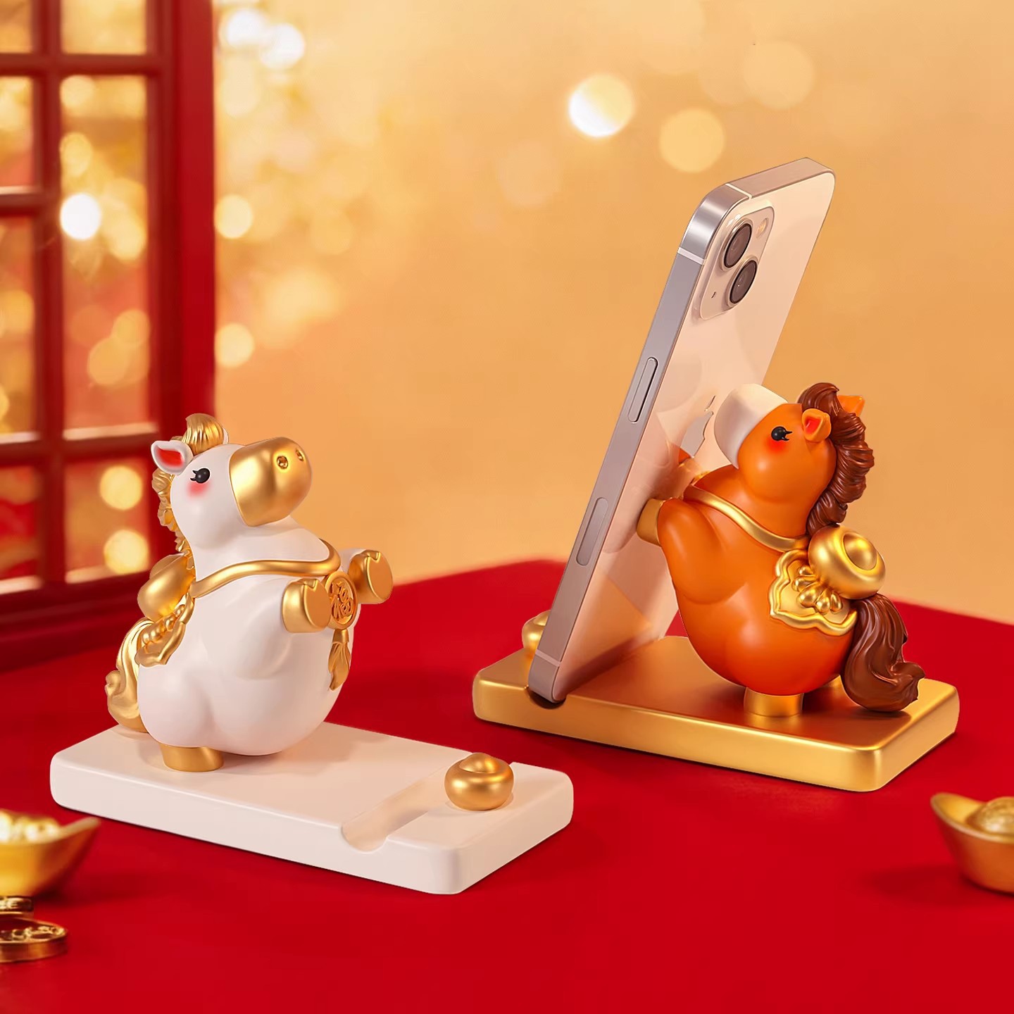 2026 Caballo Año Zodiaco Ornamento Caballo soporte de teléfono móvil Inmediatamente rico Muñeca Regalo Año del Caballo Regalo