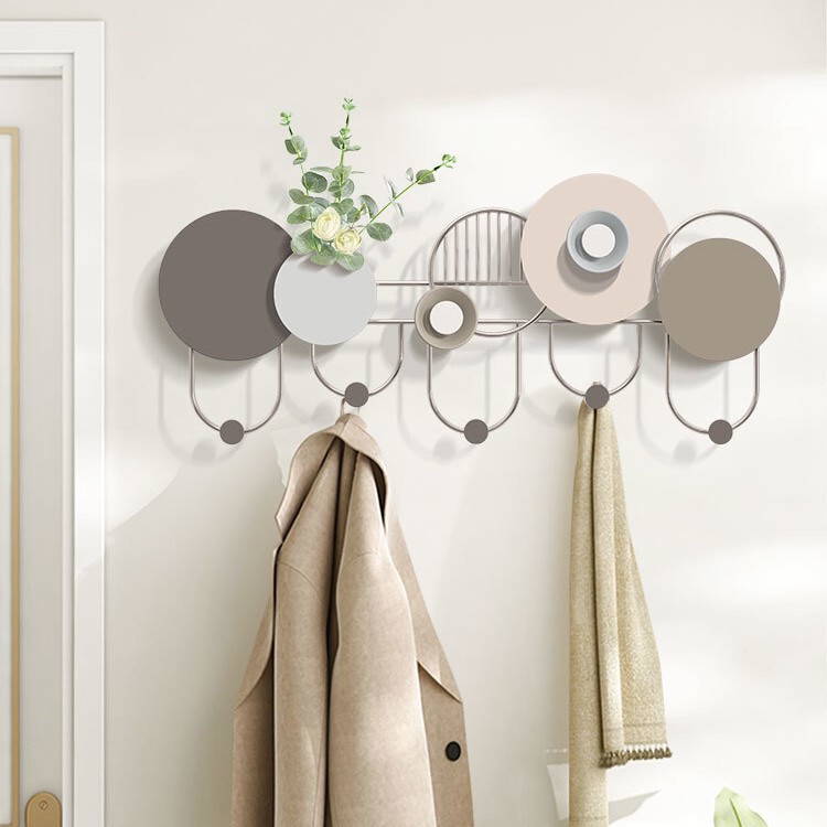 Entryway Door Clothes Hook, Living Room Metal No-Drill Decorative Hook, Creative Iron Art Storage Rack for Home Entrance Door