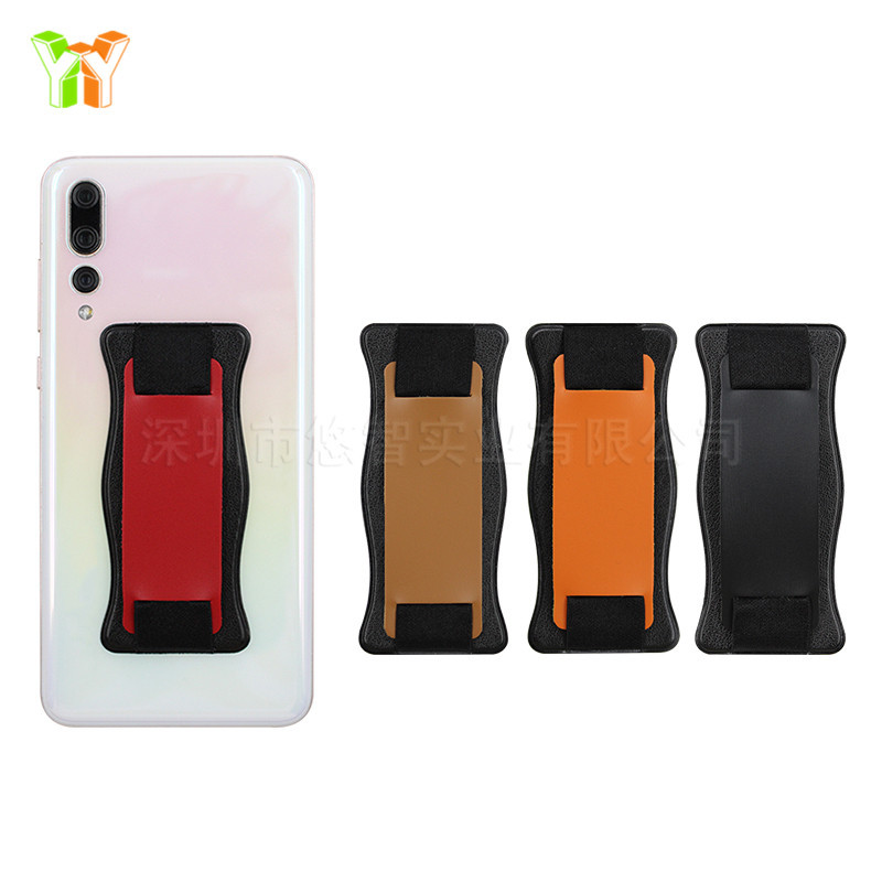 Creative leather mobile phone strap elastic leather mobile phone stand LOGO
