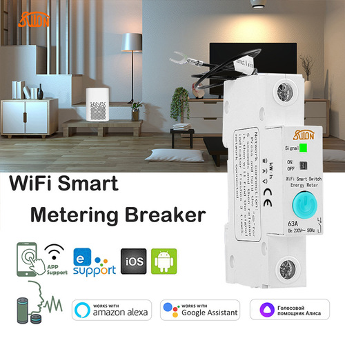 WIFI Switch Smart Circuit Breaker with Current, Voltage, Power Data Mobile Remote Control, Exclusively for Foreign Trade