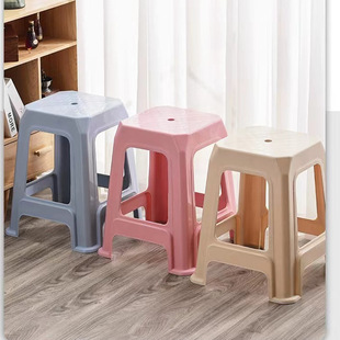 Factory Wholesale Plastic Stool Plastic Adult Chair Thickened Household Bench Living Room High Stool Dining Table Nordic Square Stool