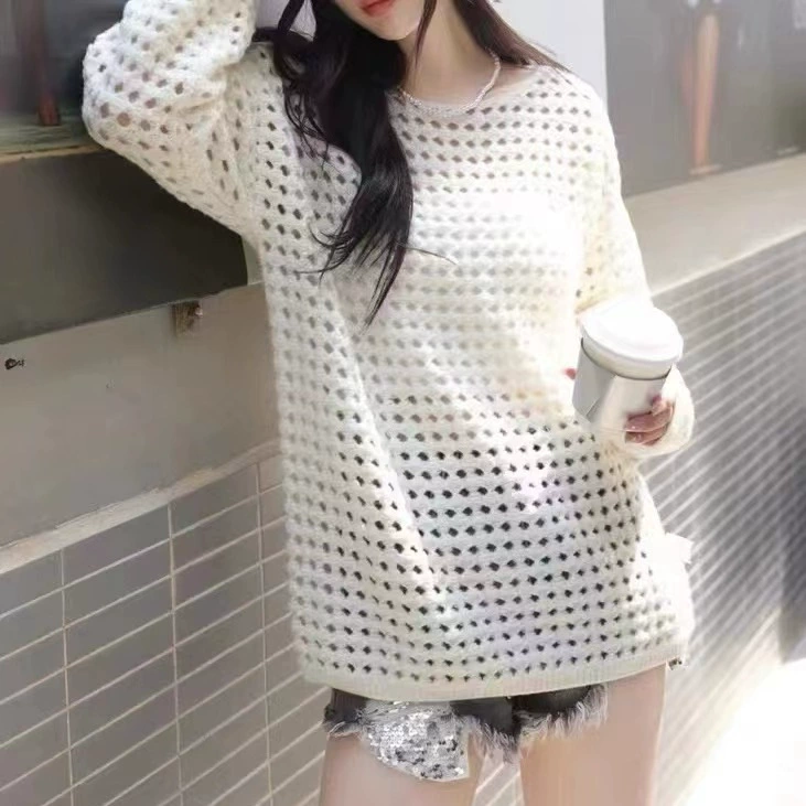 Тонкий трикотажный топ с вырезом круглой формы, новая коллекция Hongtai весна/лето, корейский стиль, повседневный стиль, дизайнерский женский топ.