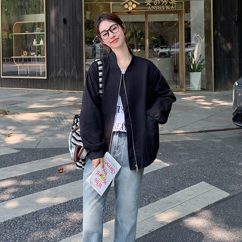 棒球服外套女春秋百搭休闲宽松显瘦夹克百搭韩系春季减龄洋气上衣|undefined